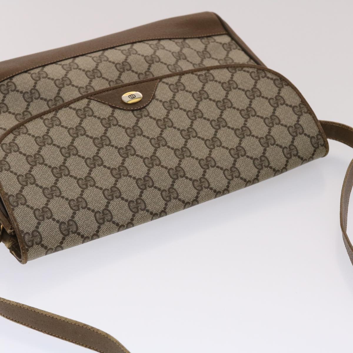 GUCCI GG Canvas Shoulder Bag PVC Leather Beige  48599