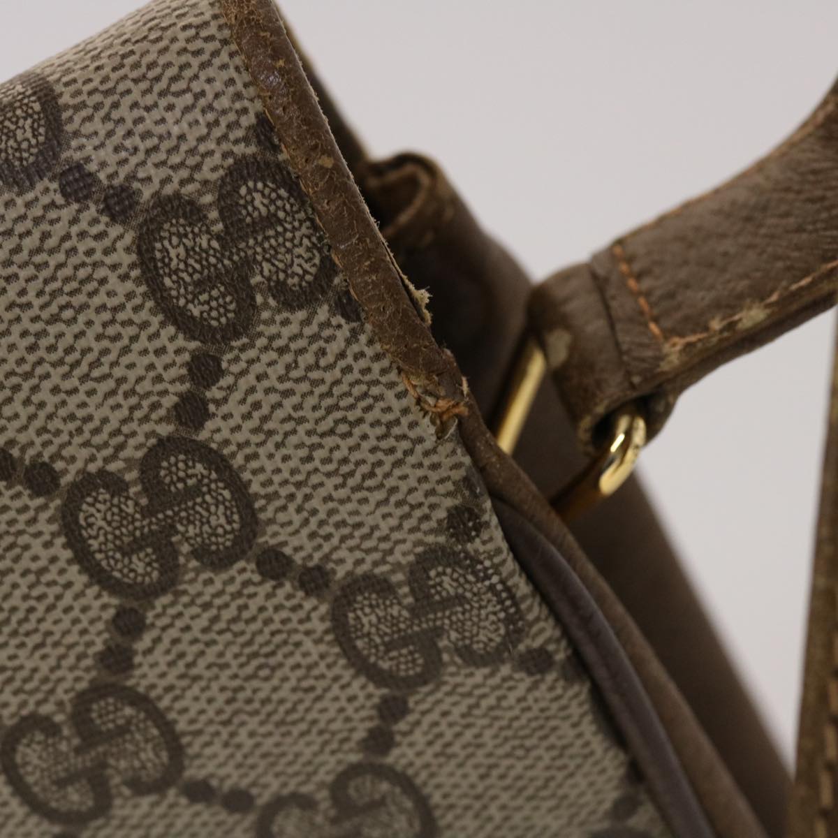GUCCI GG Canvas Shoulder Bag PVC Leather Beige  48599