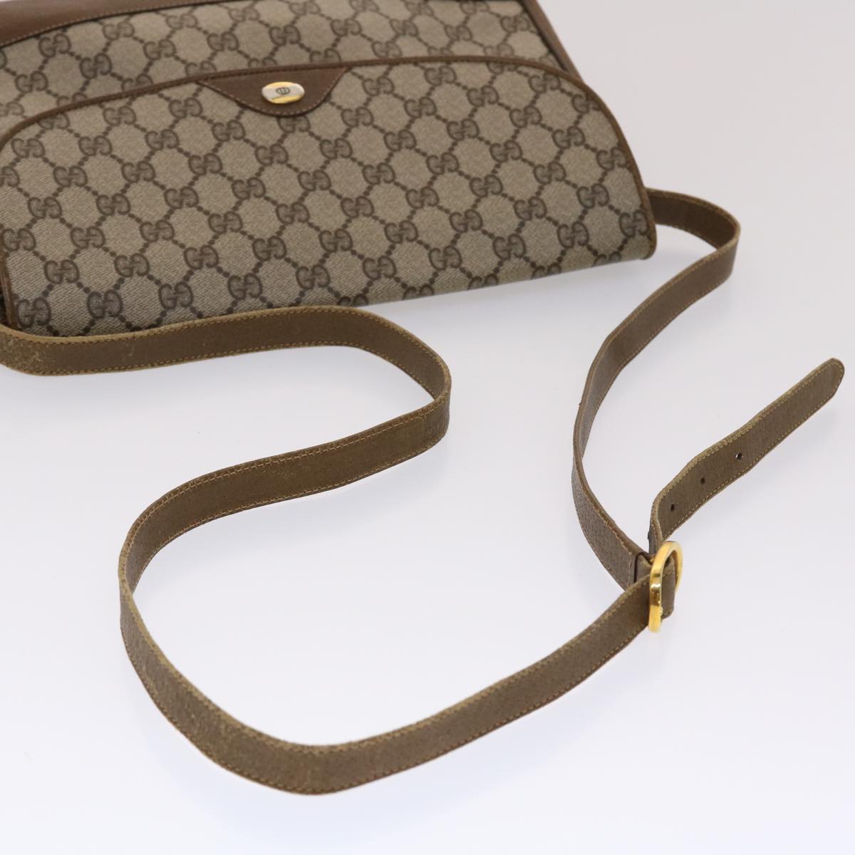 GUCCI GG Canvas Shoulder Bag PVC Leather Beige  48599