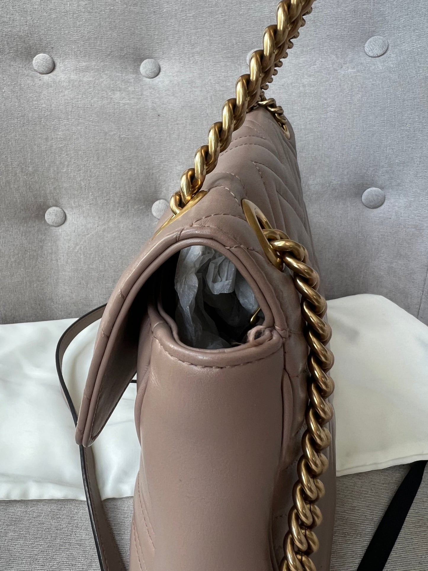 Gucci GG Dusty Pink Marmont Medium Shoulder Bag