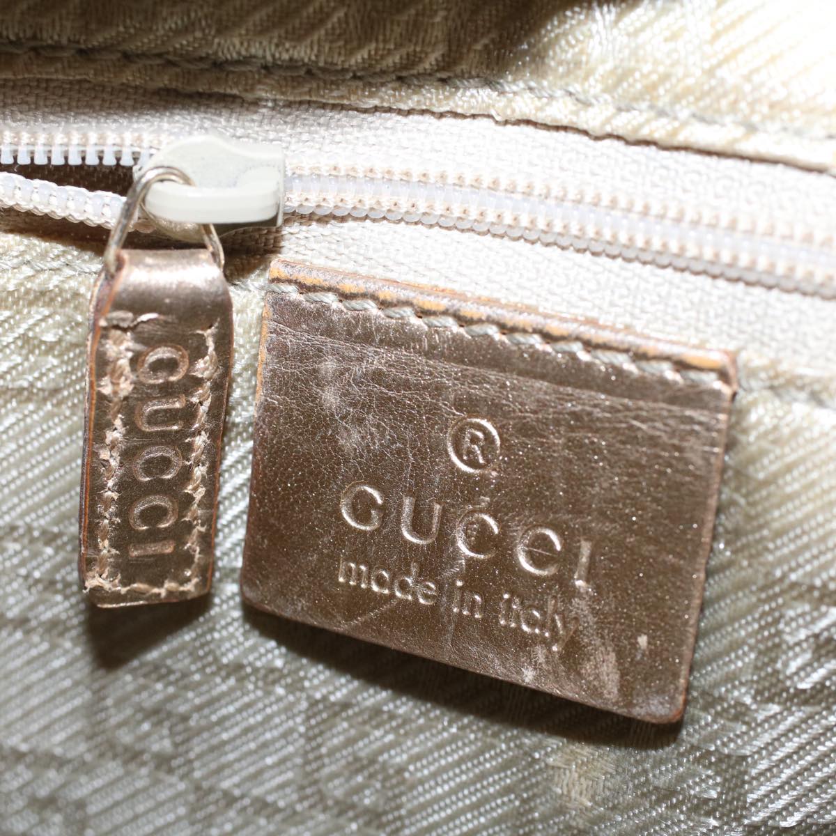 GUCCI Jackie Sherry Line Shoulder Bag Nylon Leather Light Blue Beige  48751