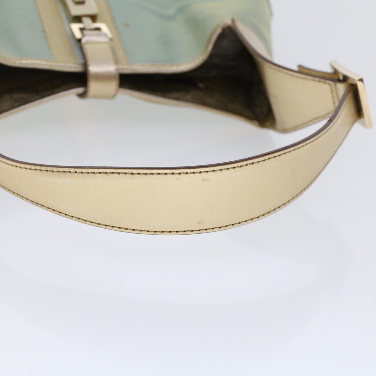 GUCCI Jackie Sherry Line Shoulder Bag Nylon Leather Light Blue Beige  48751