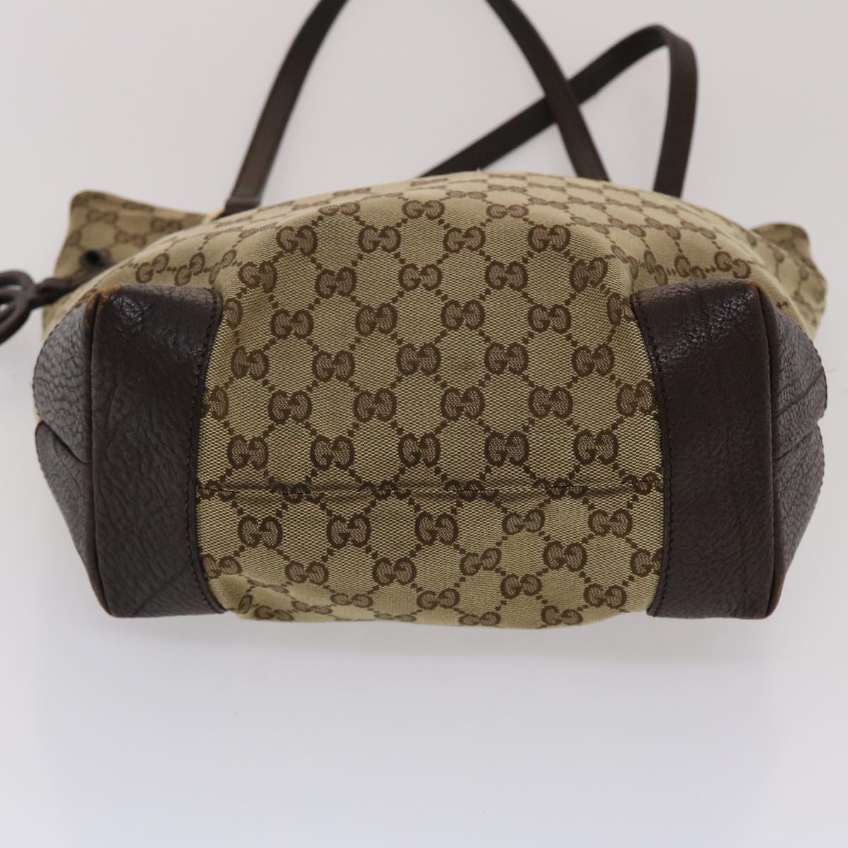 GUCCI GG Canvas Tote Bag Beige Dark Brown  49048