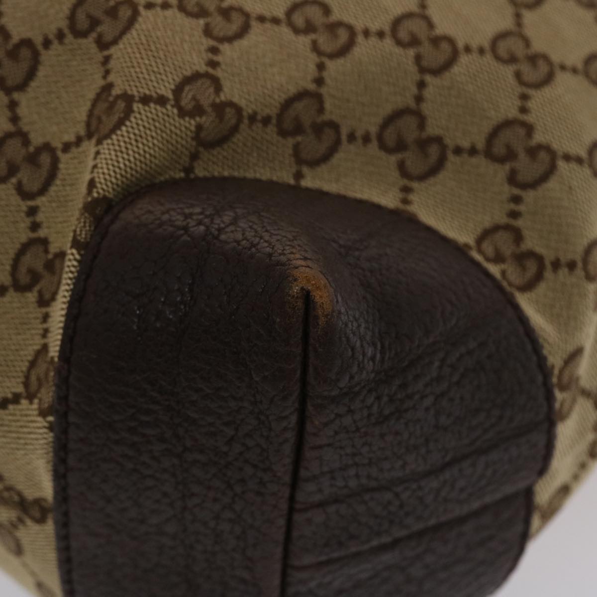 GUCCI GG Canvas Tote Bag Beige Dark Brown  49048
