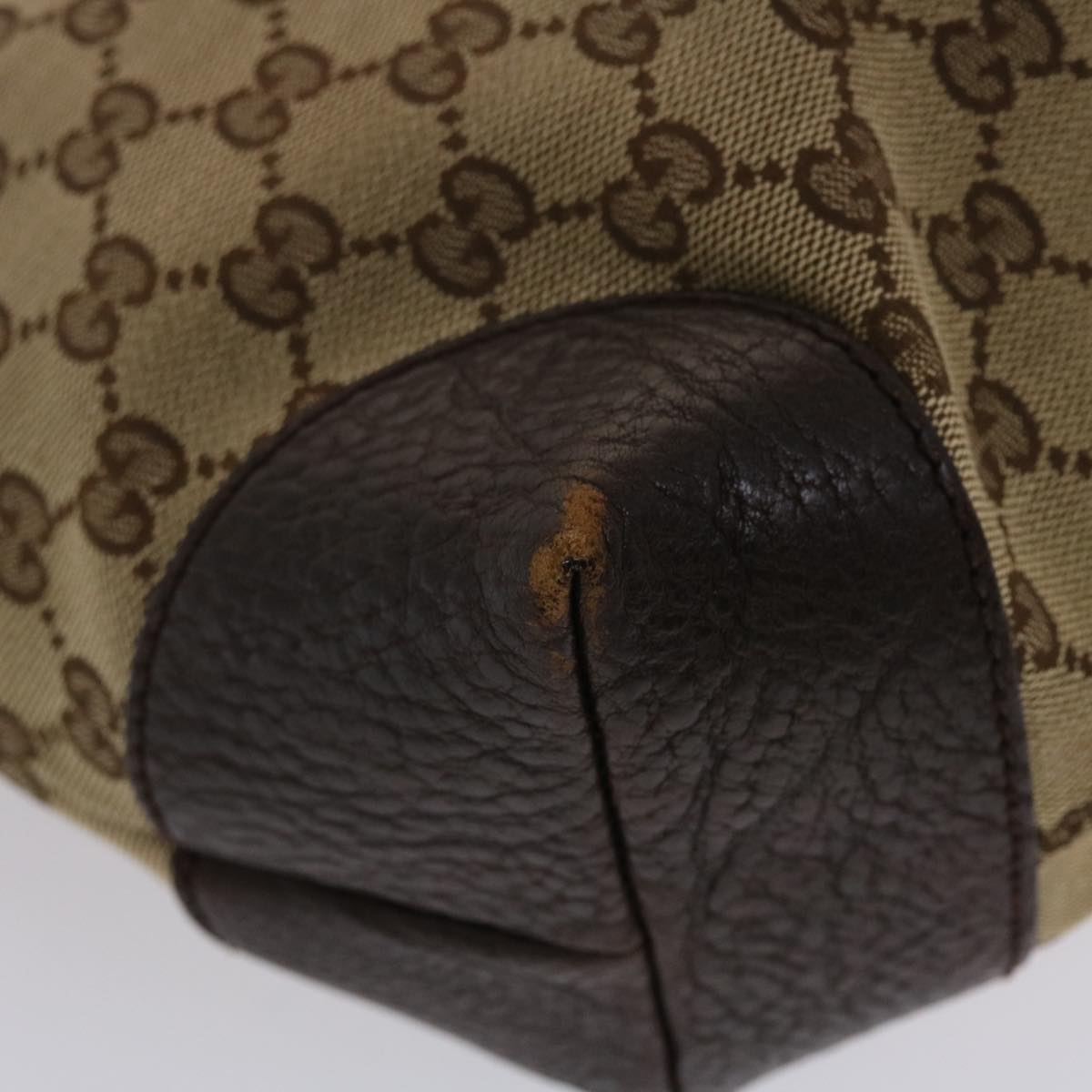 GUCCI GG Canvas Tote Bag Beige Dark Brown  49048