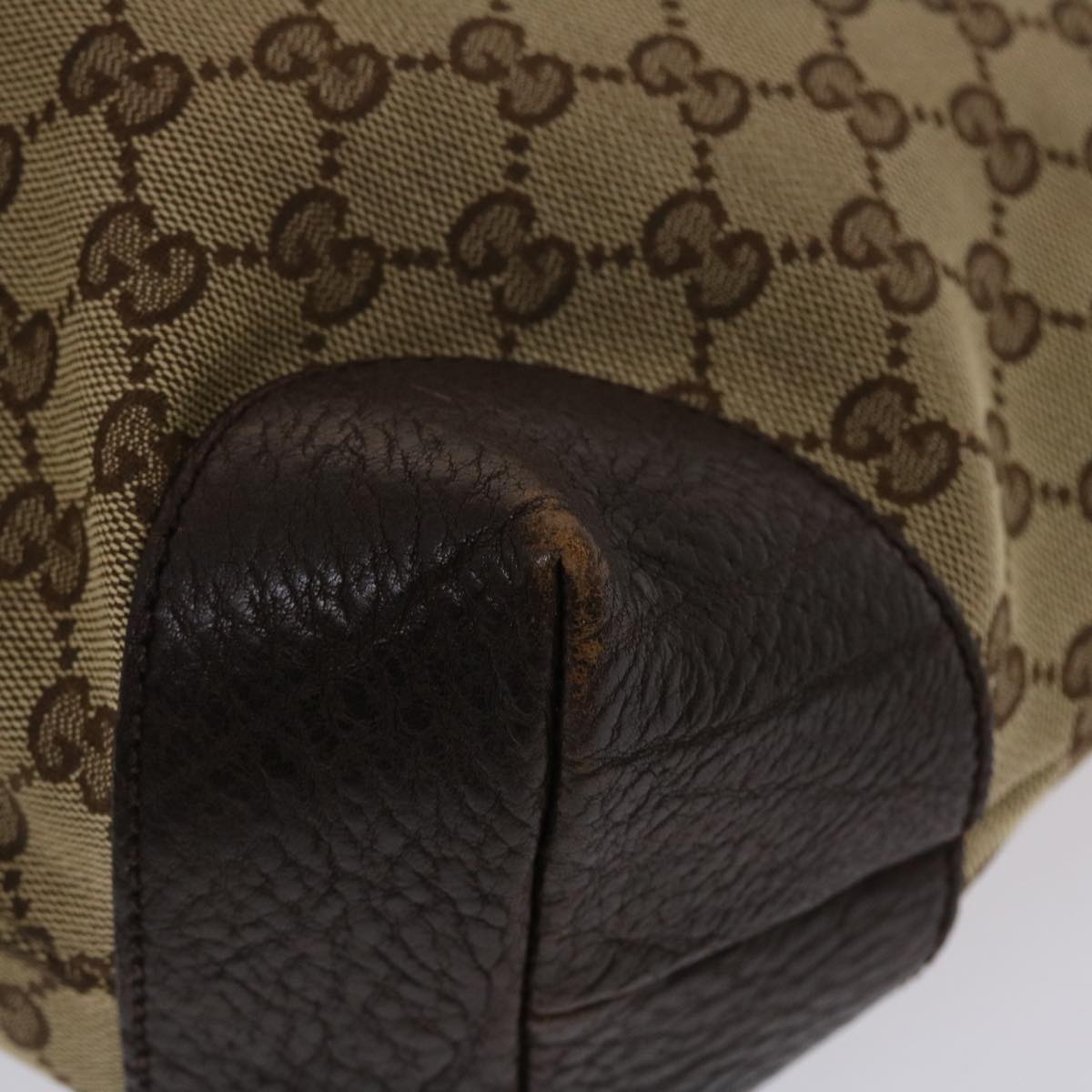 GUCCI GG Canvas Tote Bag Beige Dark Brown  49048