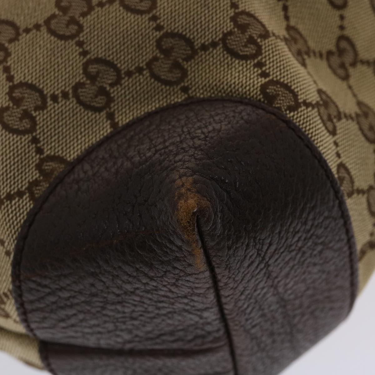 GUCCI GG Canvas Tote Bag Beige Dark Brown  49048