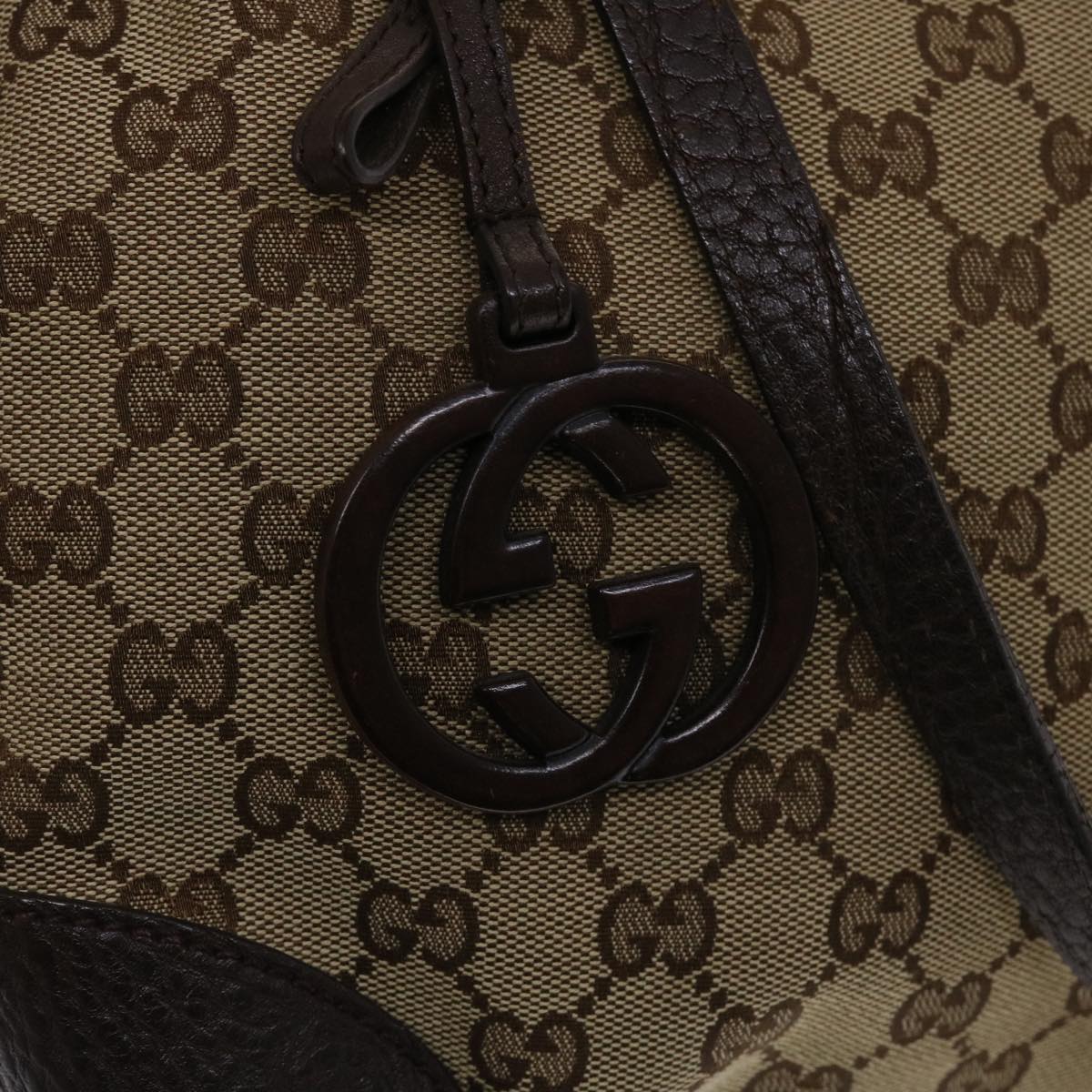 GUCCI GG Canvas Tote Bag Beige Dark Brown  49048