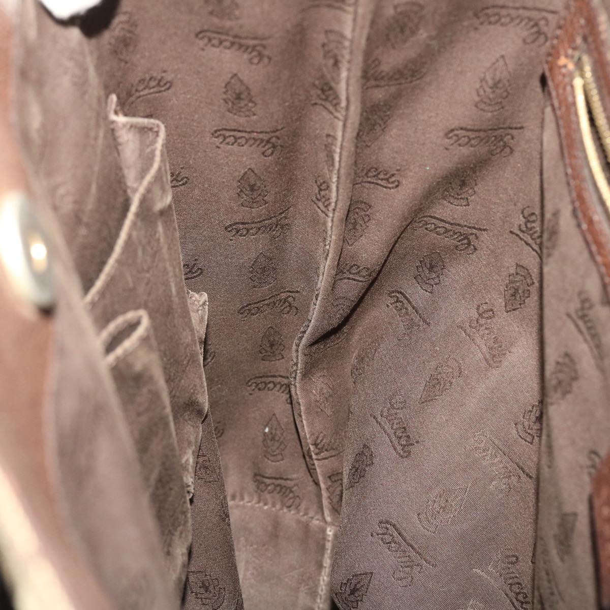 GUCCI GG Canvas Tote Bag Beige Dark Brown  49048