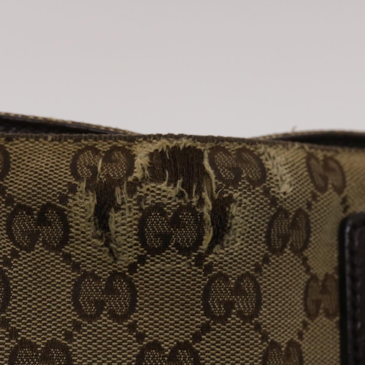 GUCCI GG Canvas Tote Bag Beige Dark Brown  49048