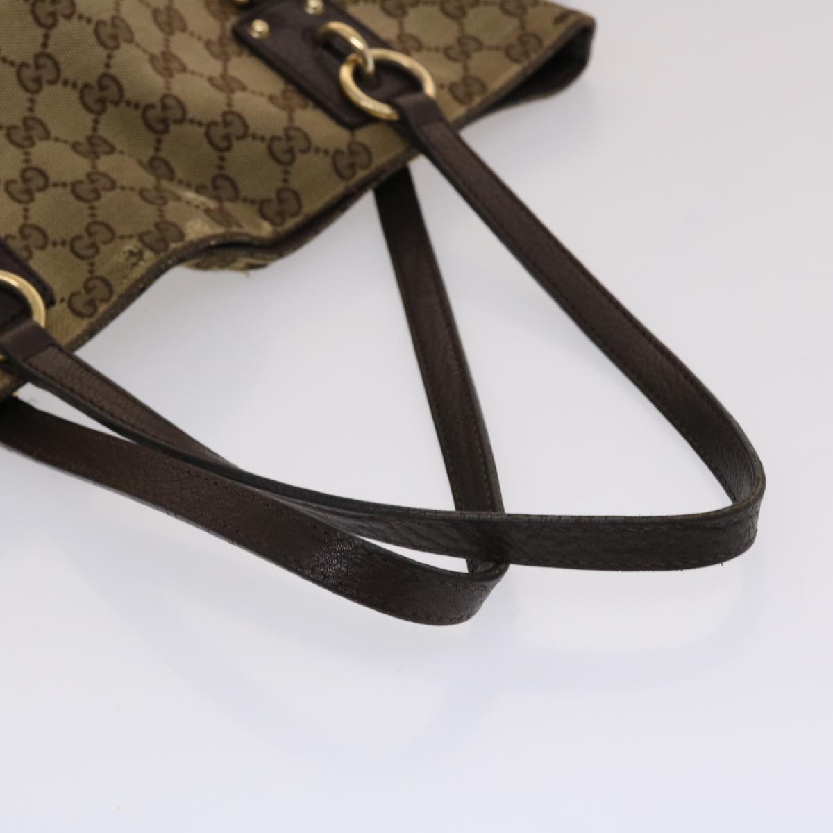 GUCCI GG Canvas Tote Bag Beige Dark Brown  49048