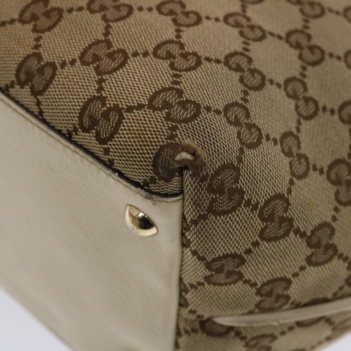 GUCCI GG Canvas Tote Bag Beige White  49055