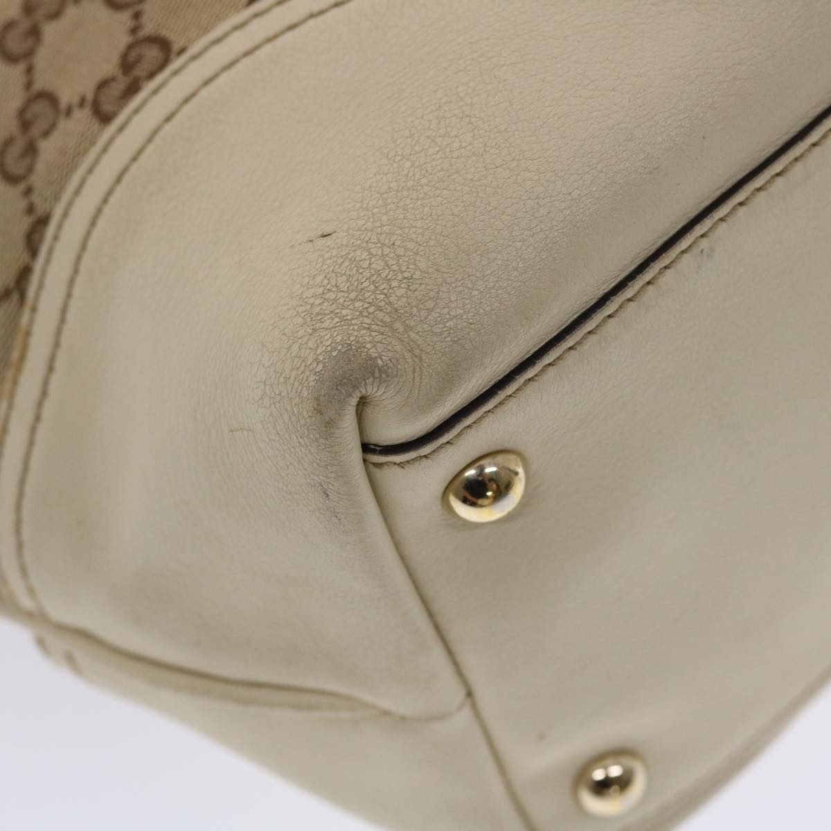 GUCCI GG Canvas Tote Bag Beige White  49055