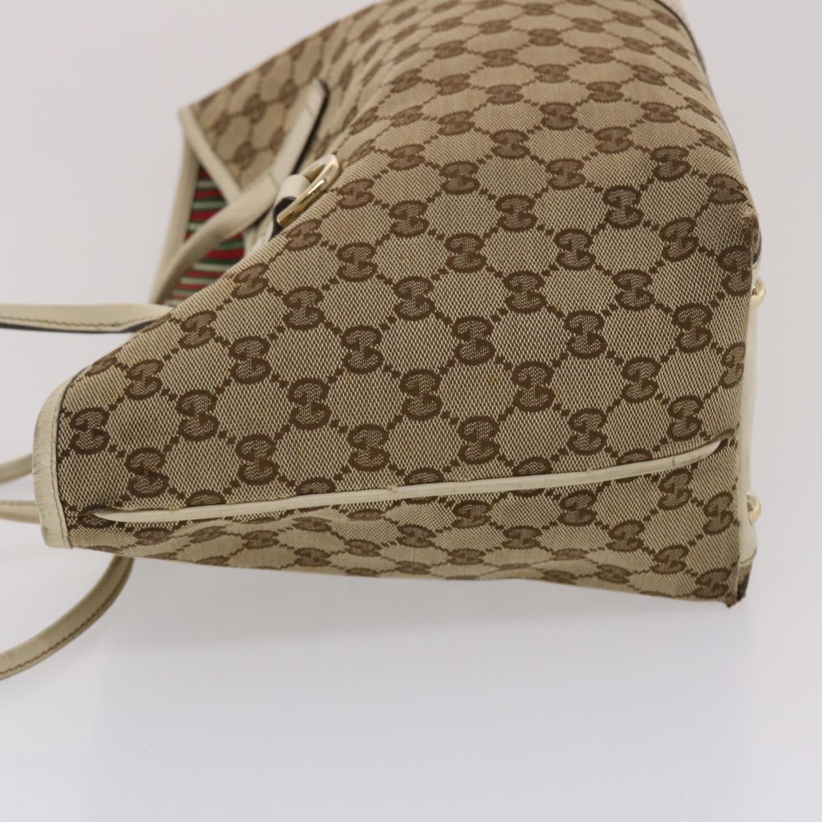 GUCCI GG Canvas Tote Bag Beige White  49055
