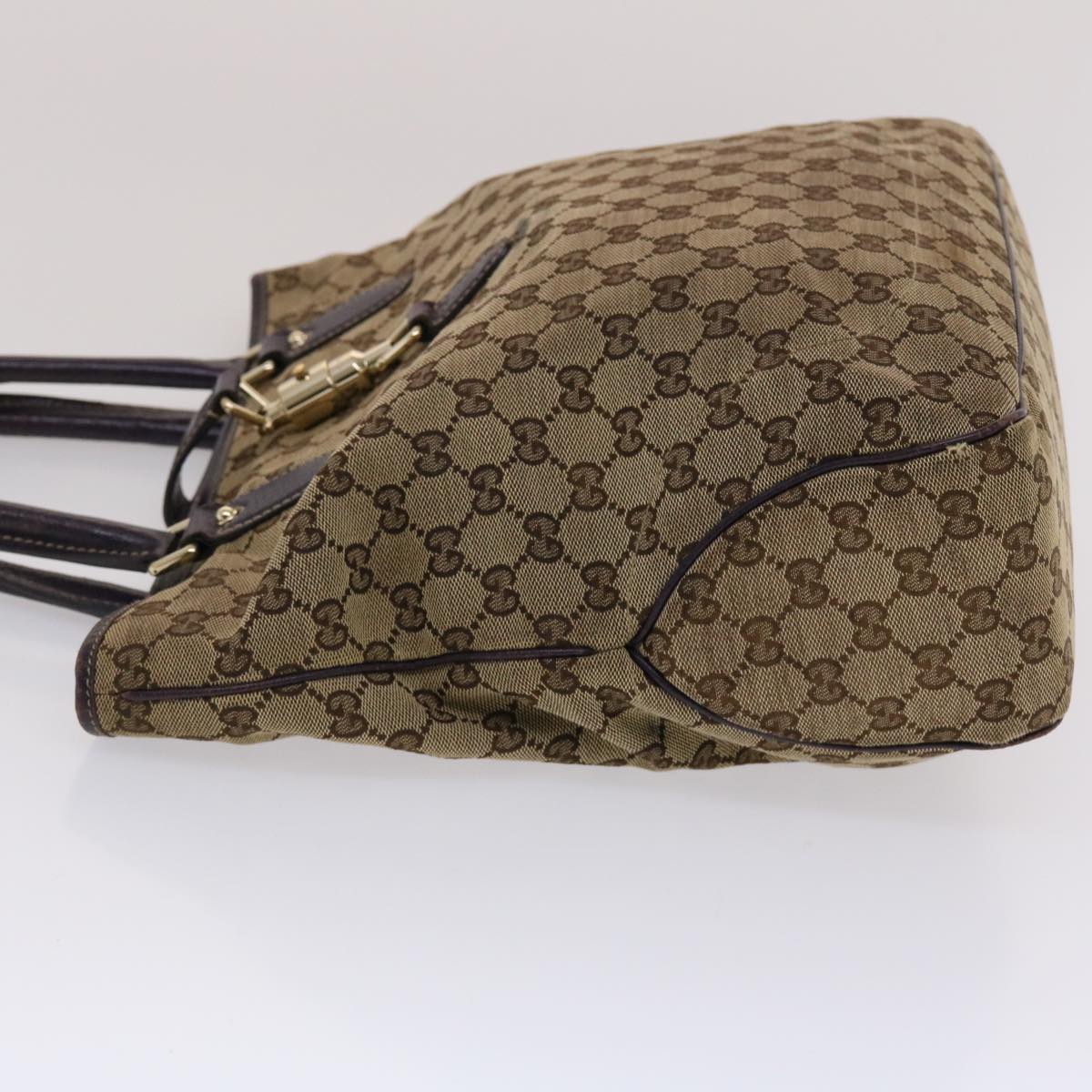 GUCCI GG Canvas Jackie Tote Bag Beige Purple  49056