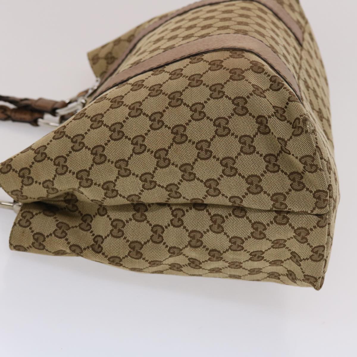 GUCCI GG Canvas Bamboo Tote Bag Beige Brown  49058