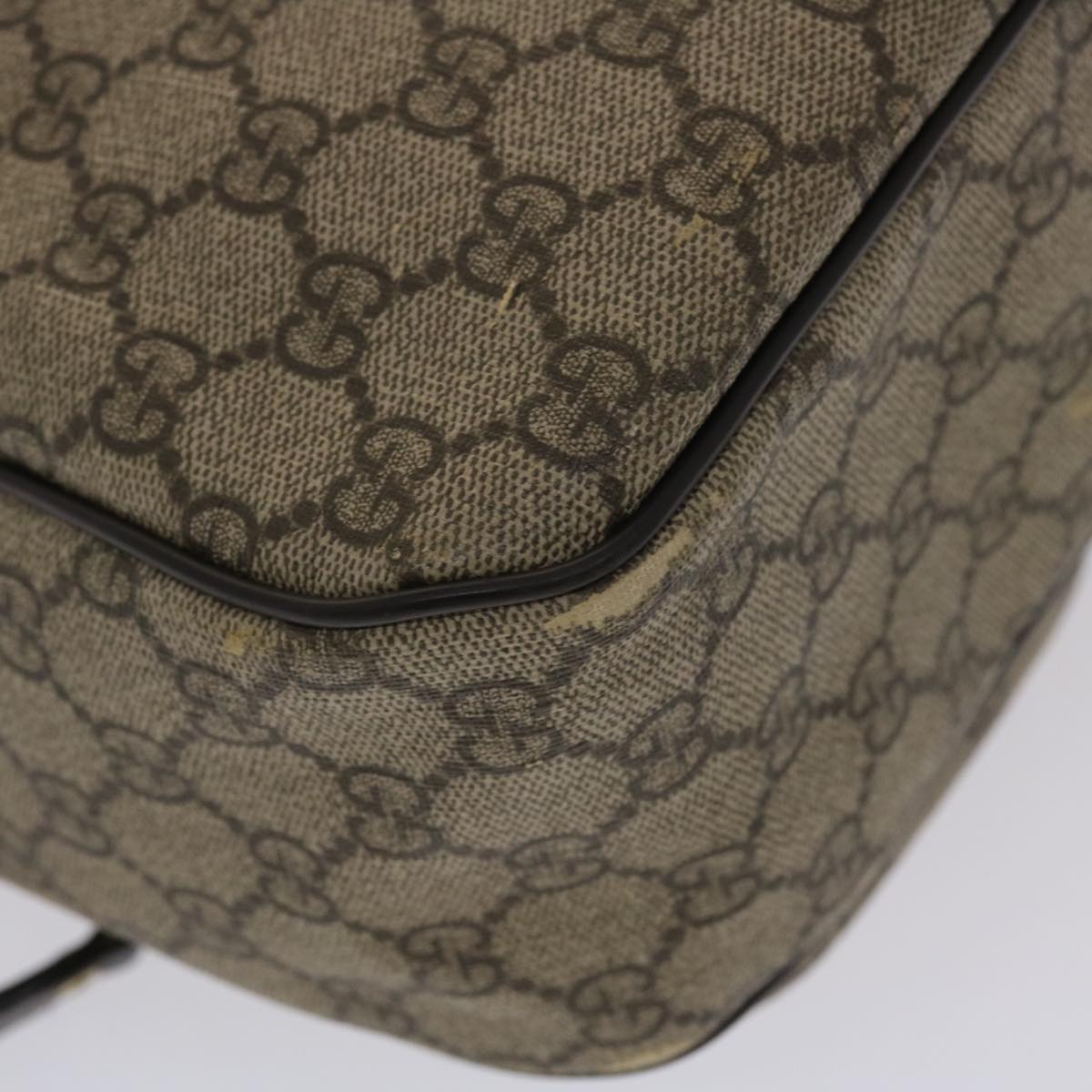 GUCCI GG Canvas Shoulder Bag PVC Leather Beige Dark Brown  49064
