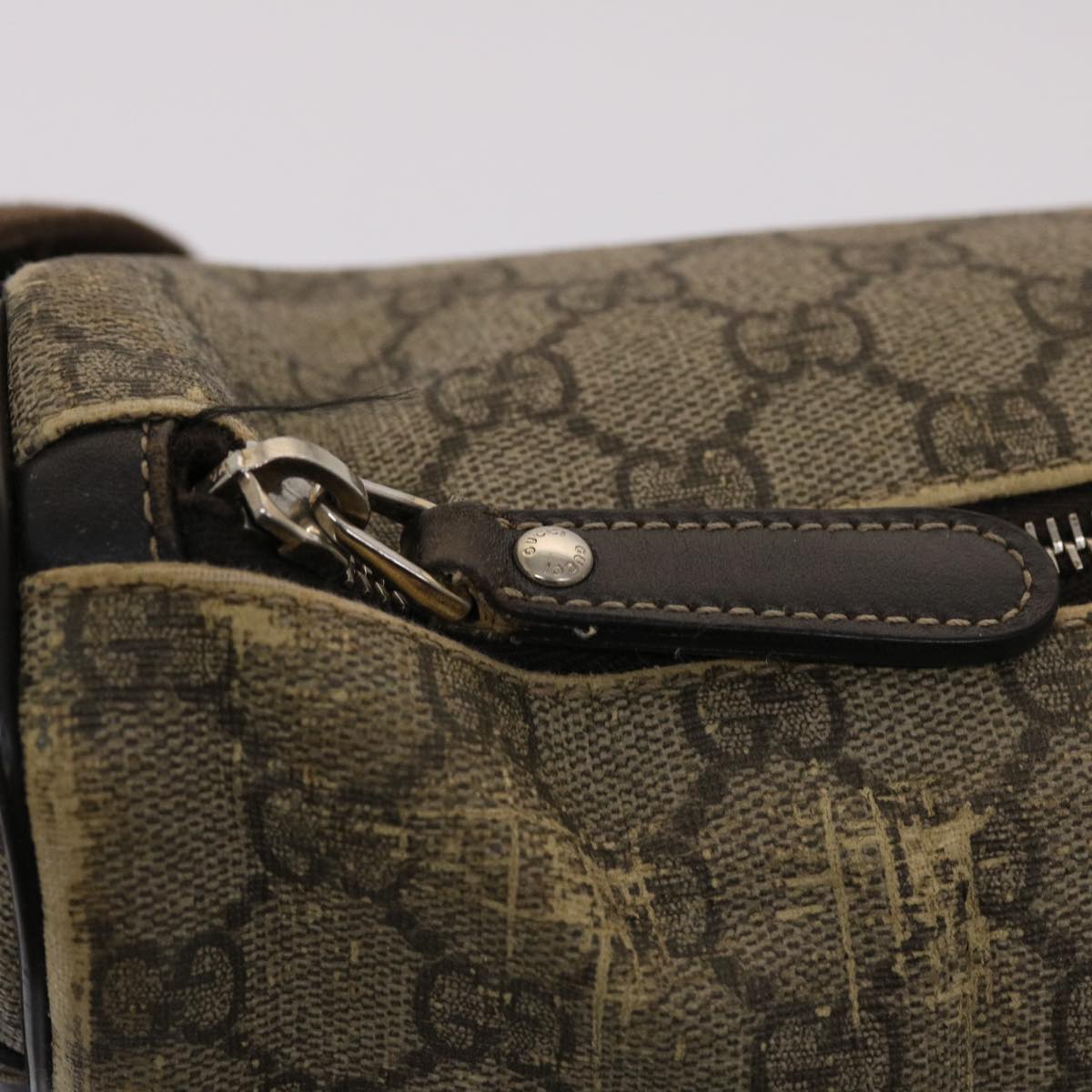 GUCCI GG Canvas Shoulder Bag PVC Leather Beige Dark Brown  49064