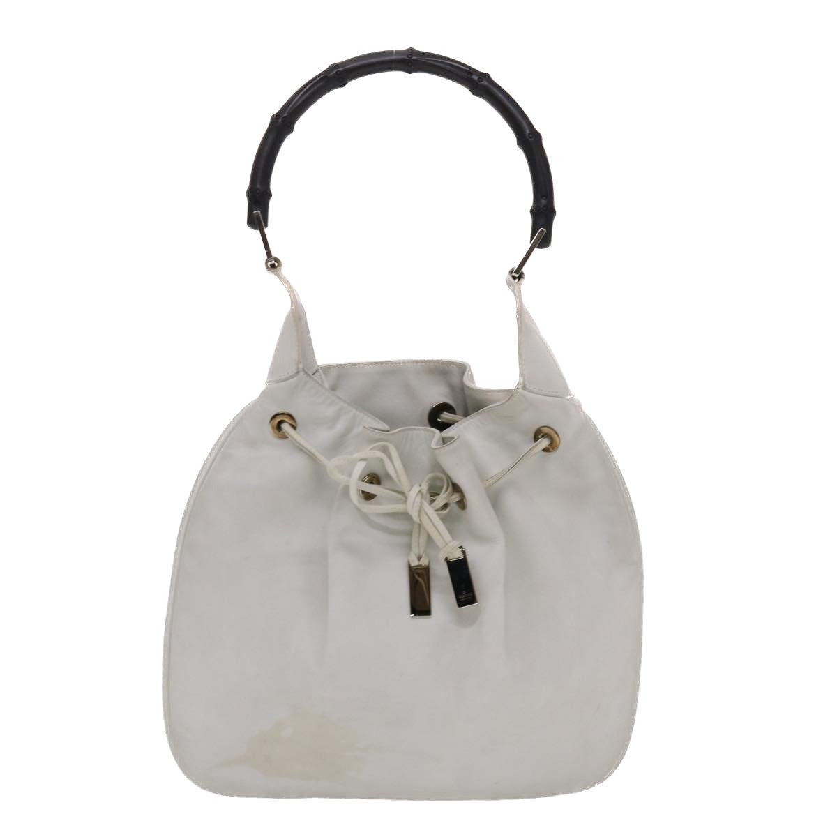 GUCCI Bamboo Shoulder Bag Leather White  49084