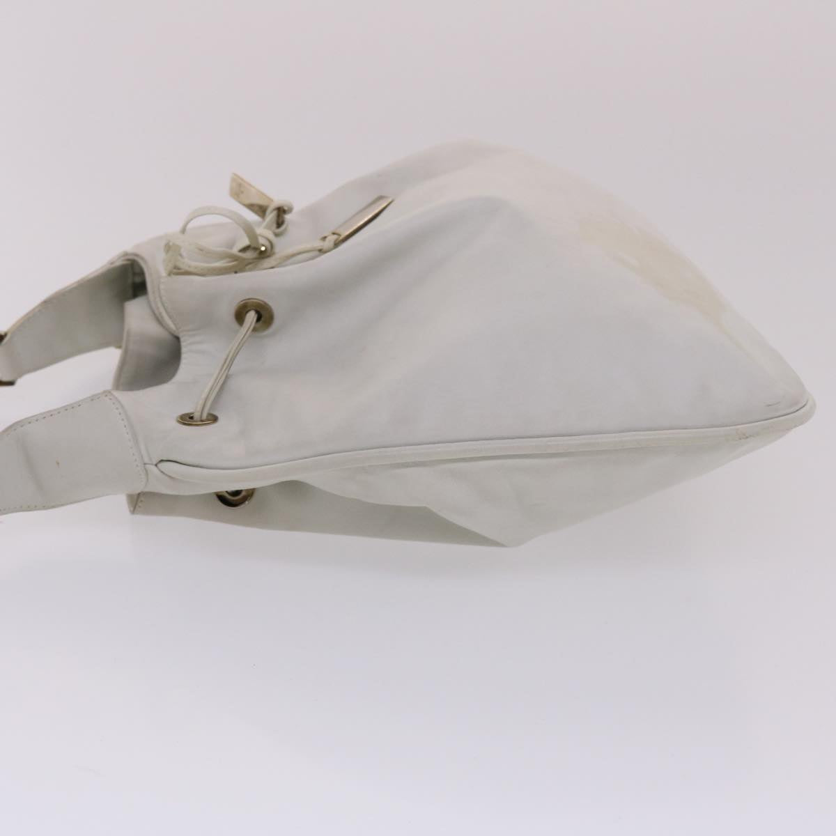 GUCCI Bamboo Shoulder Bag Leather White  49084