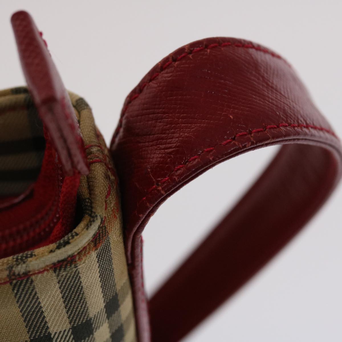Burberry Nova Check Shoulder Bag Canvas Leather Beige Red Auth 49093