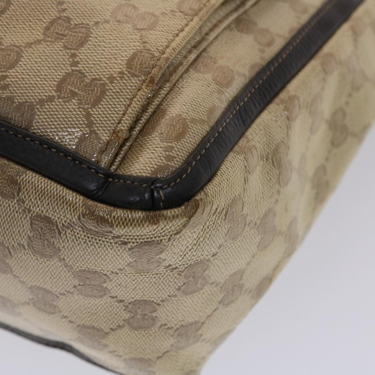 GUCCI GG Canvas Tote Bag Coated Canvas Beige Dark Brown 268639  49291
