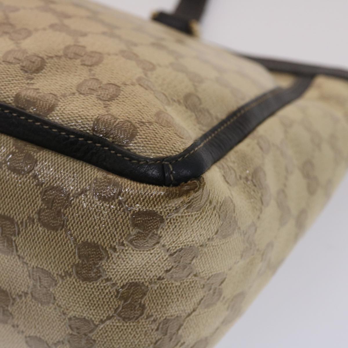 GUCCI GG Canvas Tote Bag Coated Canvas Beige Dark Brown 268639  49291