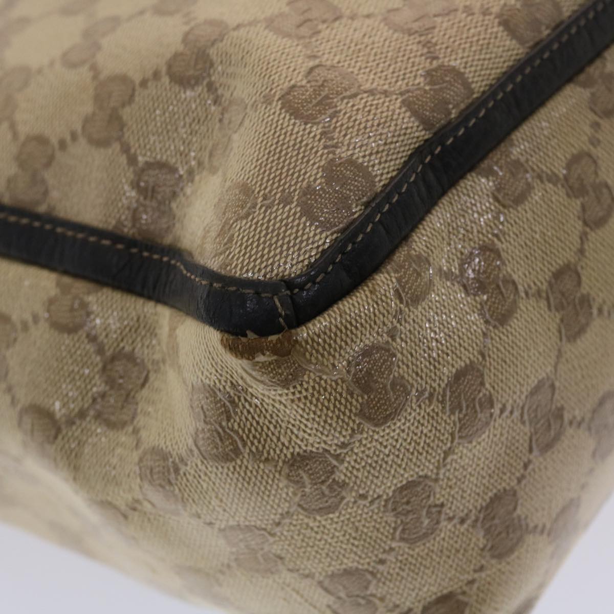 GUCCI GG Canvas Tote Bag Coated Canvas Beige Dark Brown 268639  49291