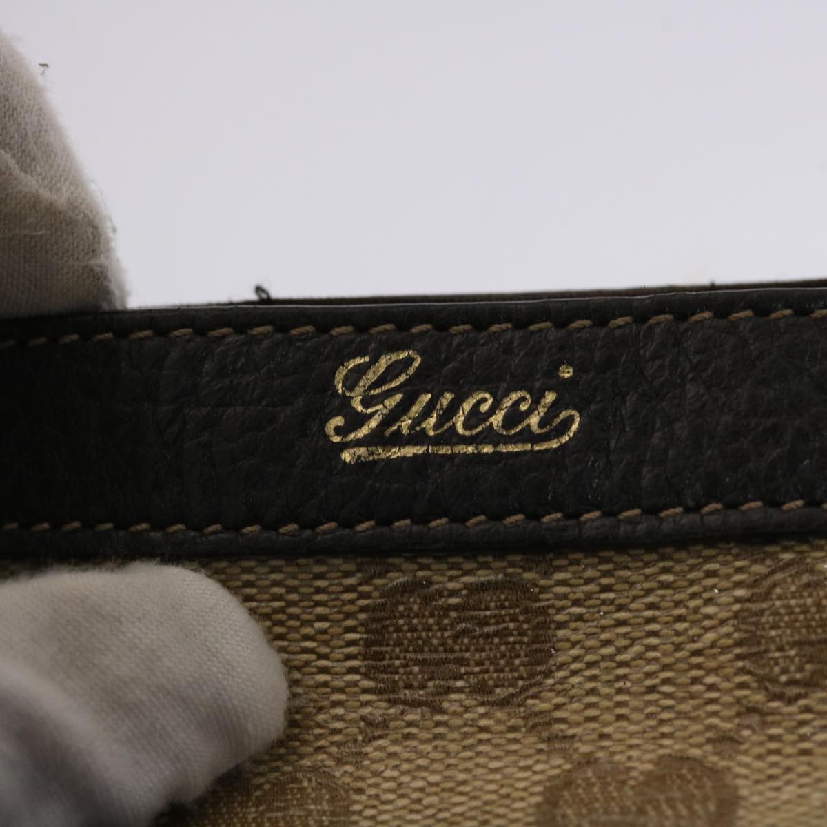 GUCCI GG Canvas Tote Bag Coated Canvas Beige Dark Brown 268639  49291