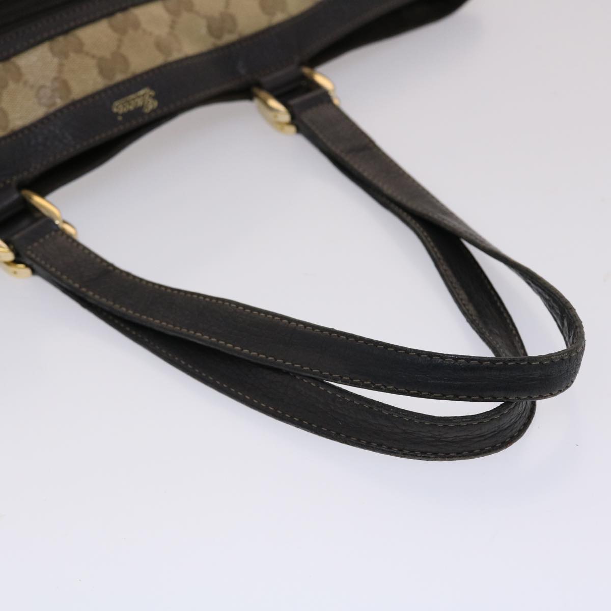 GUCCI GG Canvas Tote Bag Coated Canvas Beige Dark Brown 268639  49291