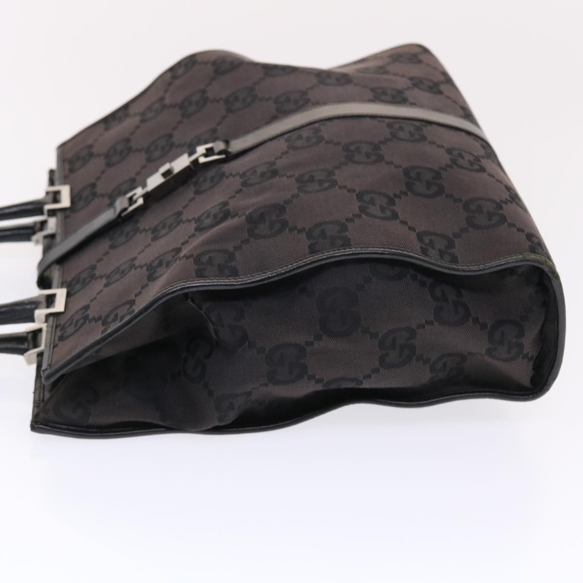 GUCCI GG Canvas Jackie Tote Bag Leather Black 00210643444  49600