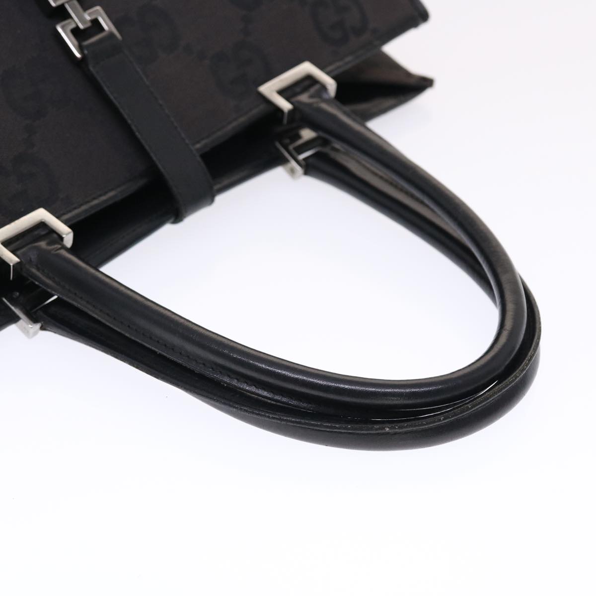 GUCCI GG Canvas Jackie Tote Bag Leather Black 00210643444  49600