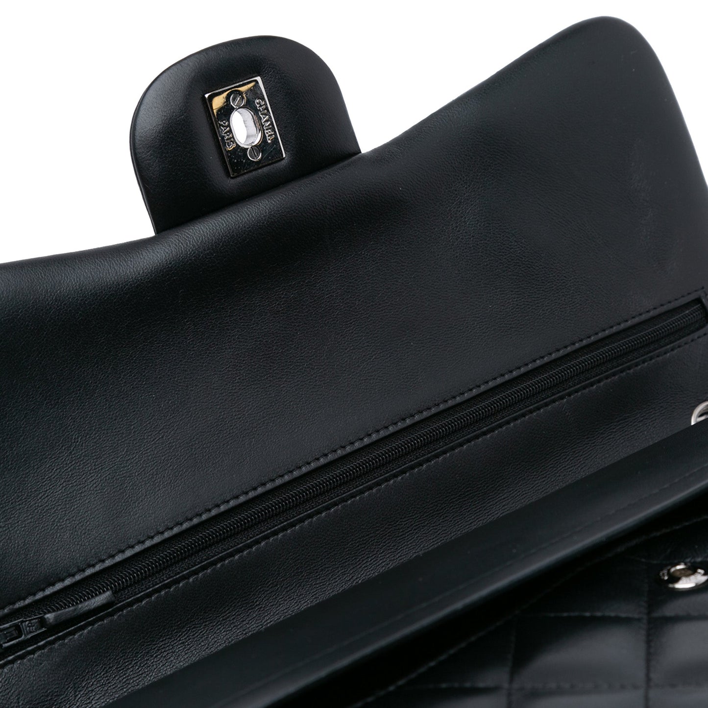 Black Chanel Jumbo Classic Lambskin Double Flap Shoulder Bag