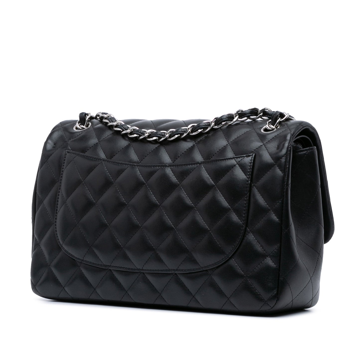Black Chanel Jumbo Classic Lambskin Double Flap Shoulder Bag