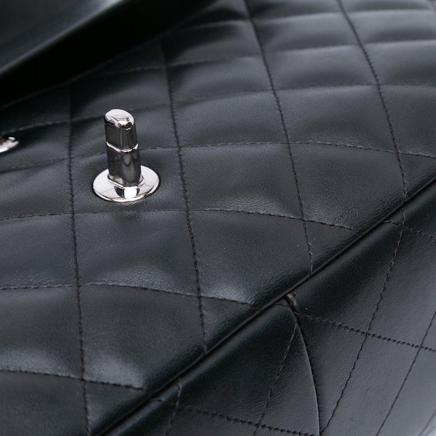 Black Chanel Jumbo Classic Lambskin Double Flap Shoulder Bag