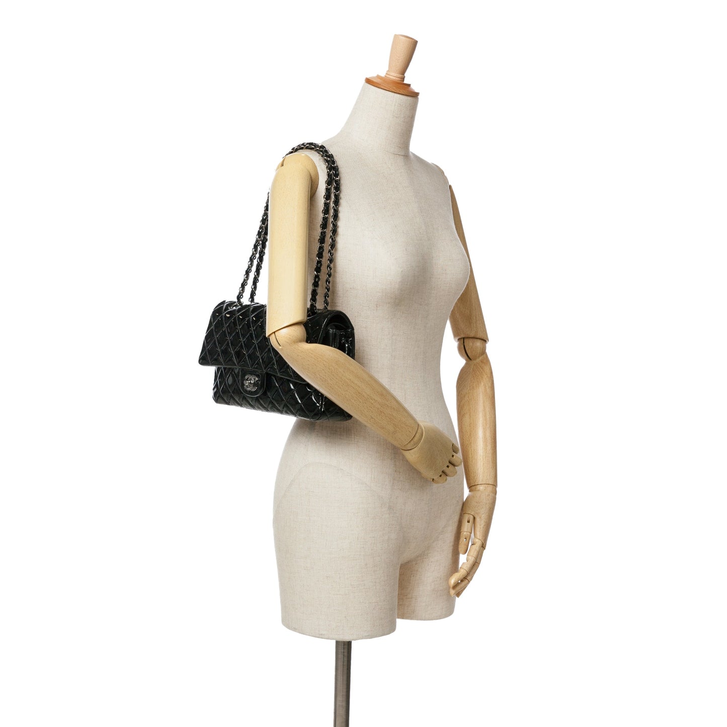 Black Chanel Medium Classic Patent Double Flap Shoulder Bag