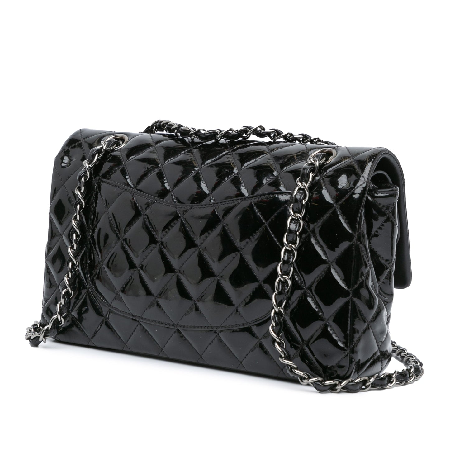Black Chanel Medium Classic Patent Double Flap Shoulder Bag
