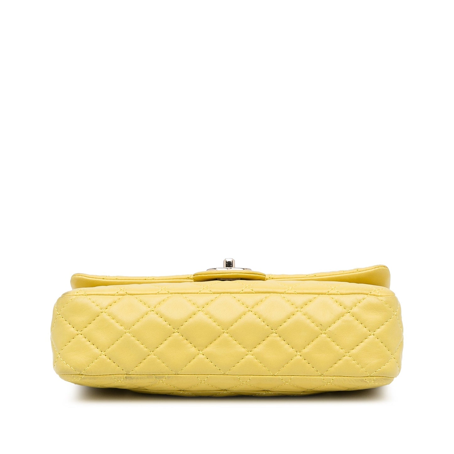 Yellow Chanel Medium Classic Double Stitch Calfskin Double Flap Shoulder Bag