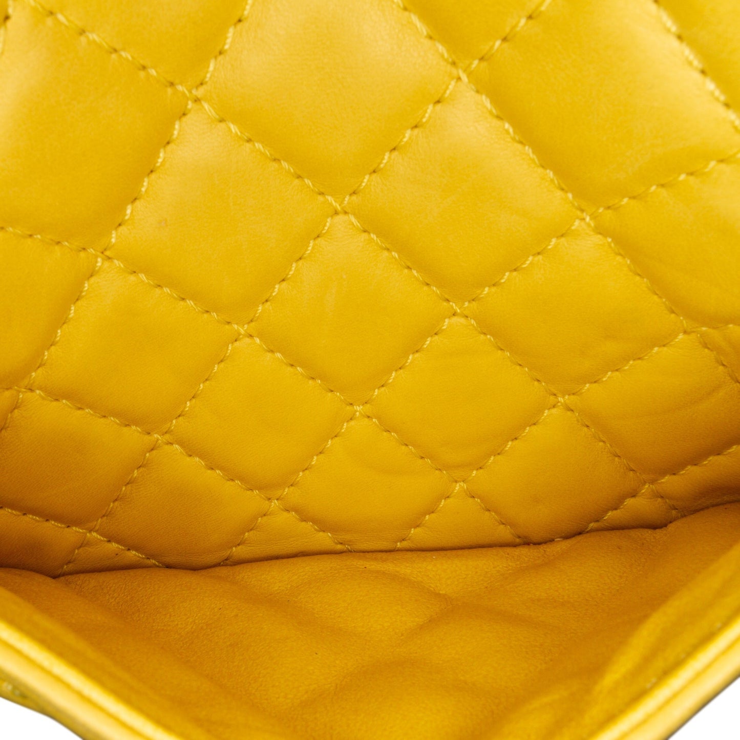 Yellow Chanel Medium Classic Double Stitch Calfskin Double Flap Shoulder Bag