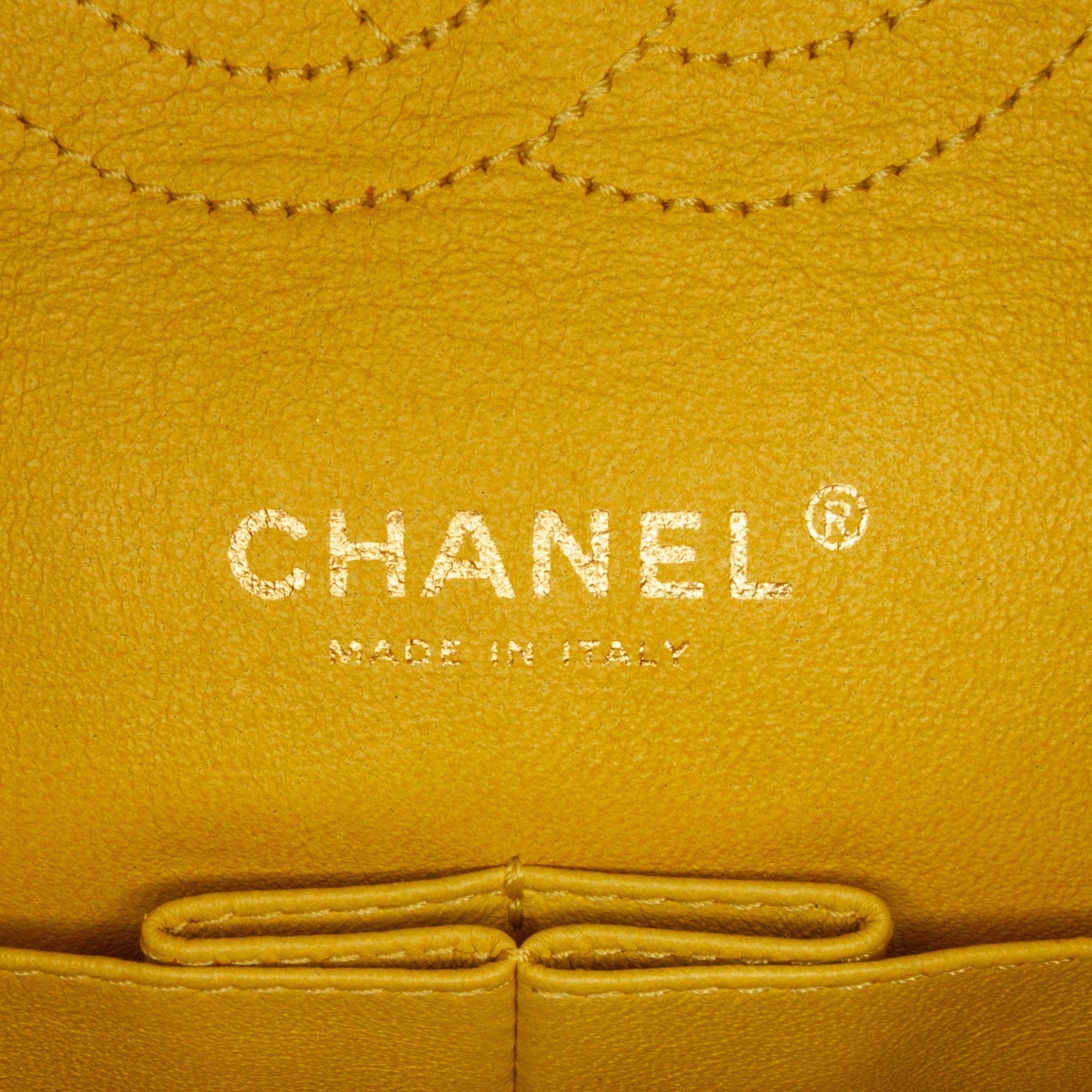 Yellow Chanel Medium Classic Double Stitch Calfskin Double Flap Shoulder Bag