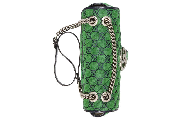 (WMNS) GUCCI Leather GG Marmont Multicolor Logo Single-Shoulder Bag Small Green/Blue 443497-2UZCN-3368