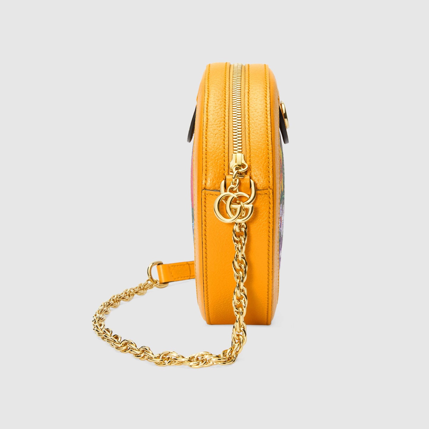 Gucci Ophidia GG Flora Mini Round Shoulder Bag Yellow