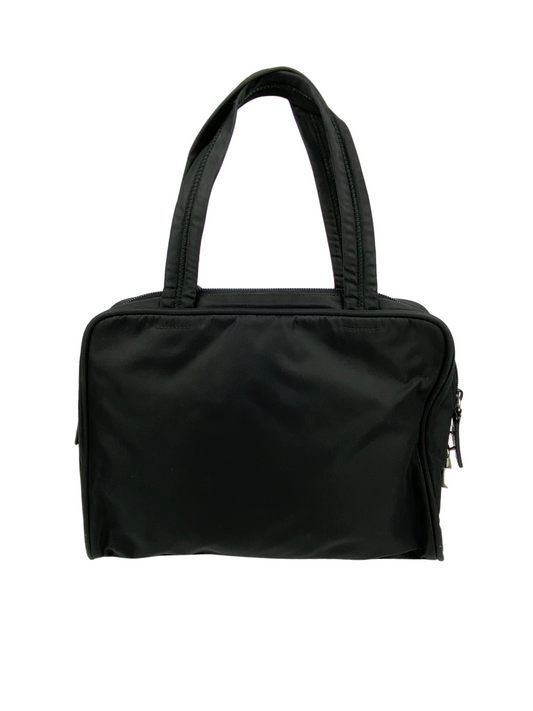 PRADA - VINTAGE BLACK NYLON LOCK & KEY TOTE BAG