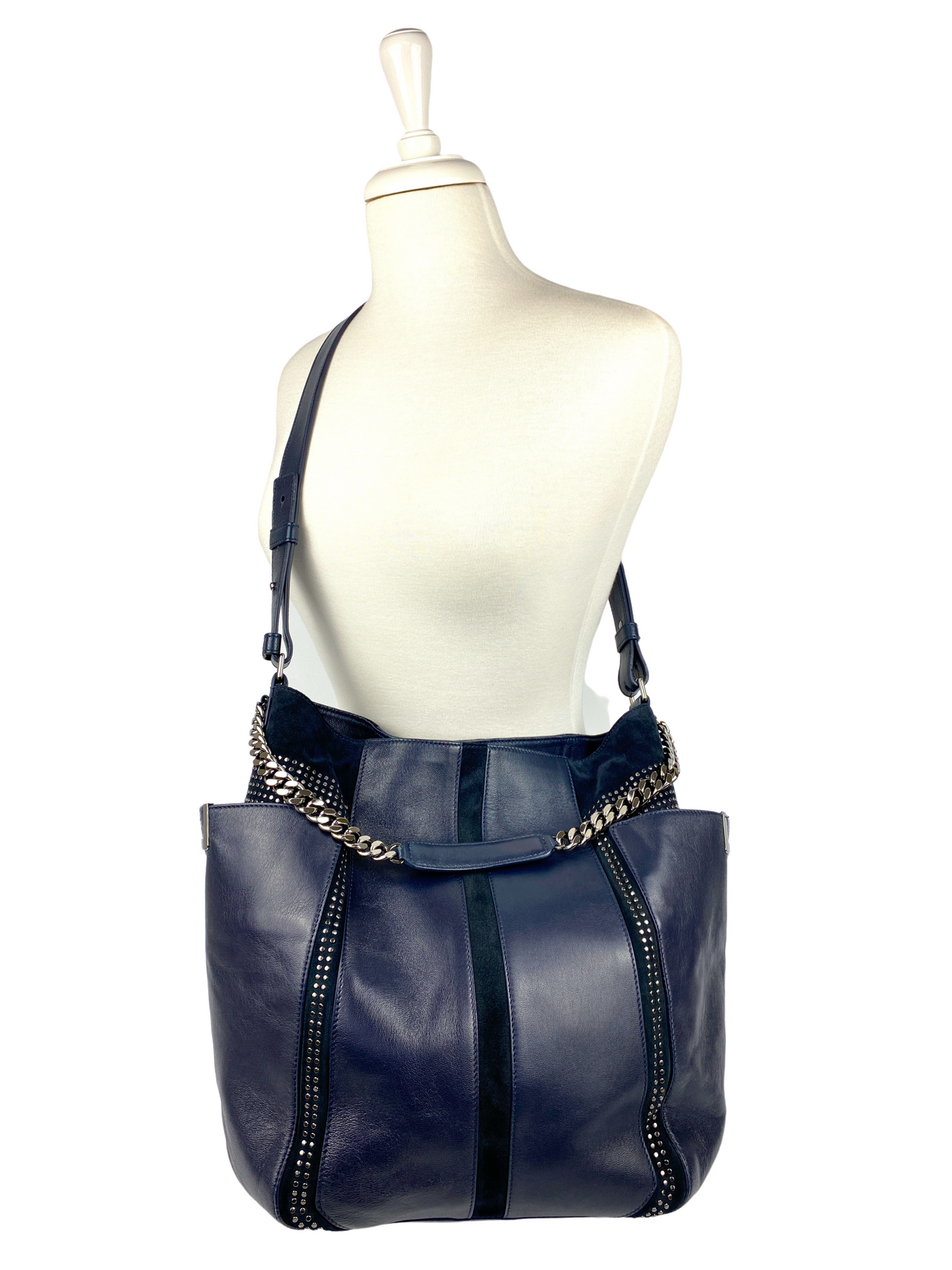 JIMMY CHOO - ANNA LARGE STUDDED HOBO IN INK