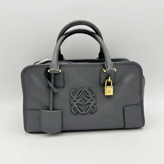 Loewe | Bags | Loewe Amazona 36 Bag Handbag Grey Leather Satchel Lock Key LA4792