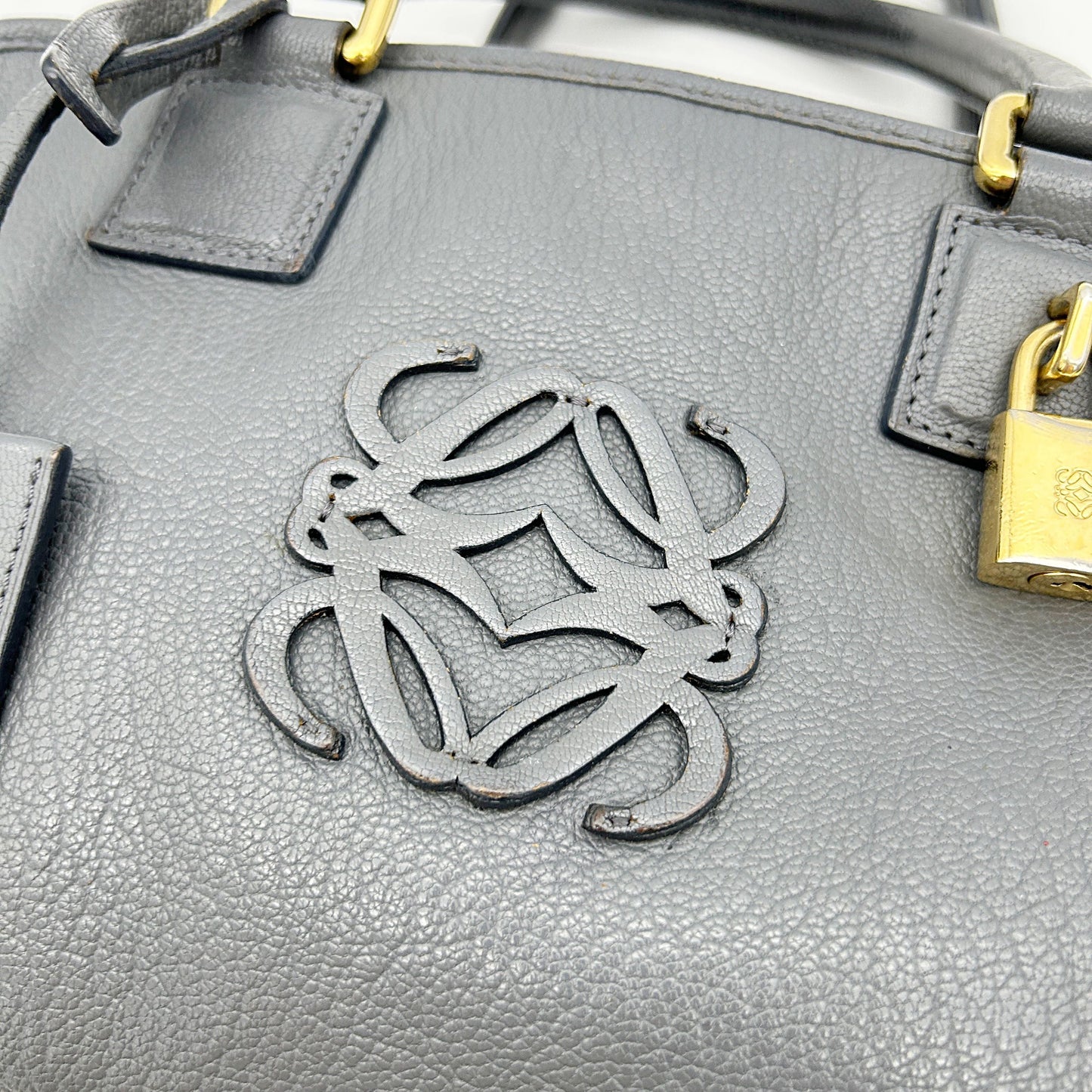 Loewe | Bags | Loewe Amazona 36 Bag Handbag Grey Leather Satchel Lock Key LA4792