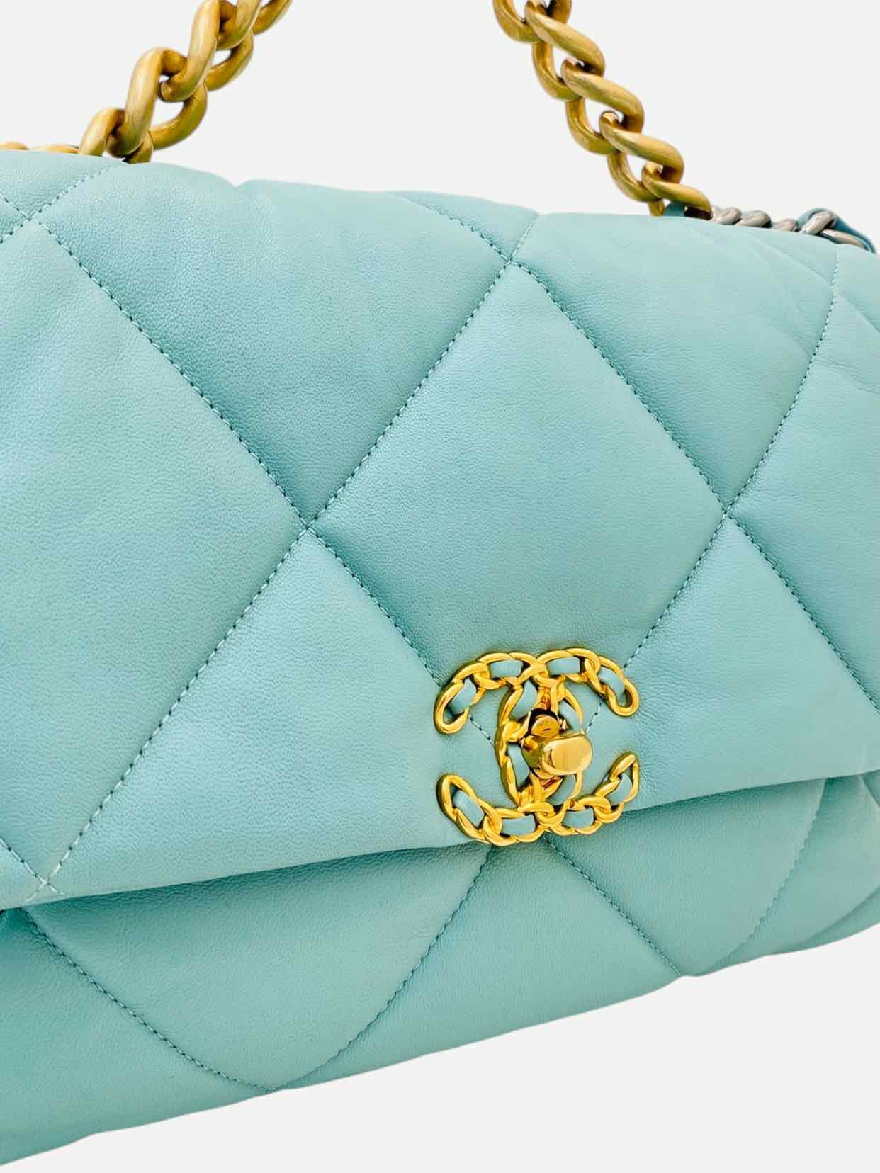 CHANEL 19 Flap Blue Quilted Shoulder Bag