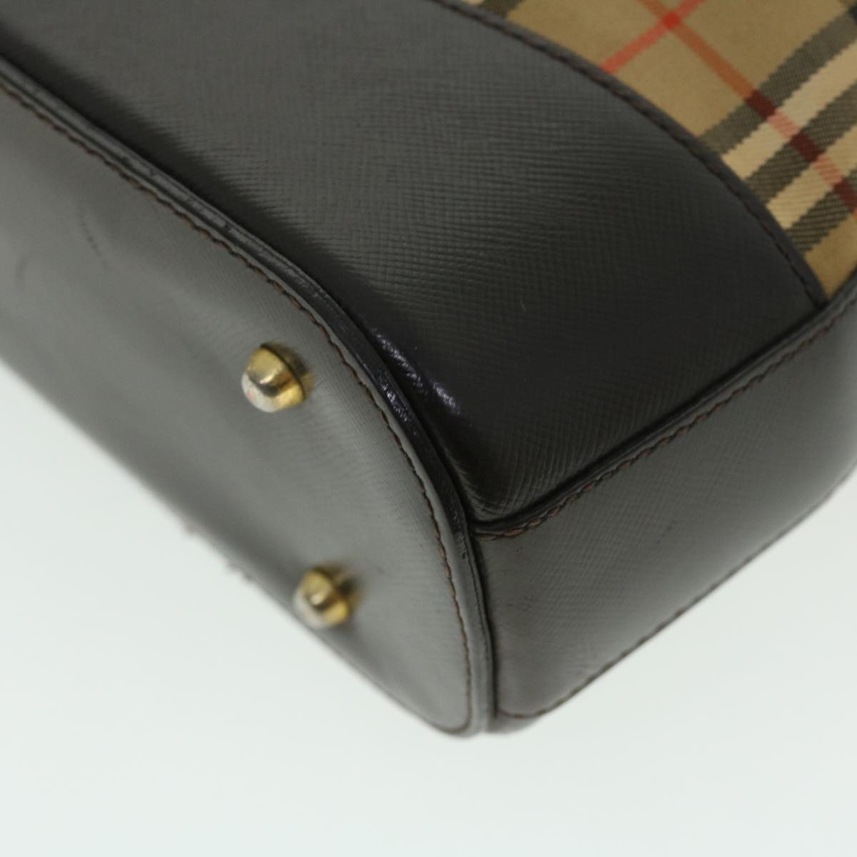 Burberry Nova Check Shoulder Bag Canvas Leather Beige Brown Red Auth 51027