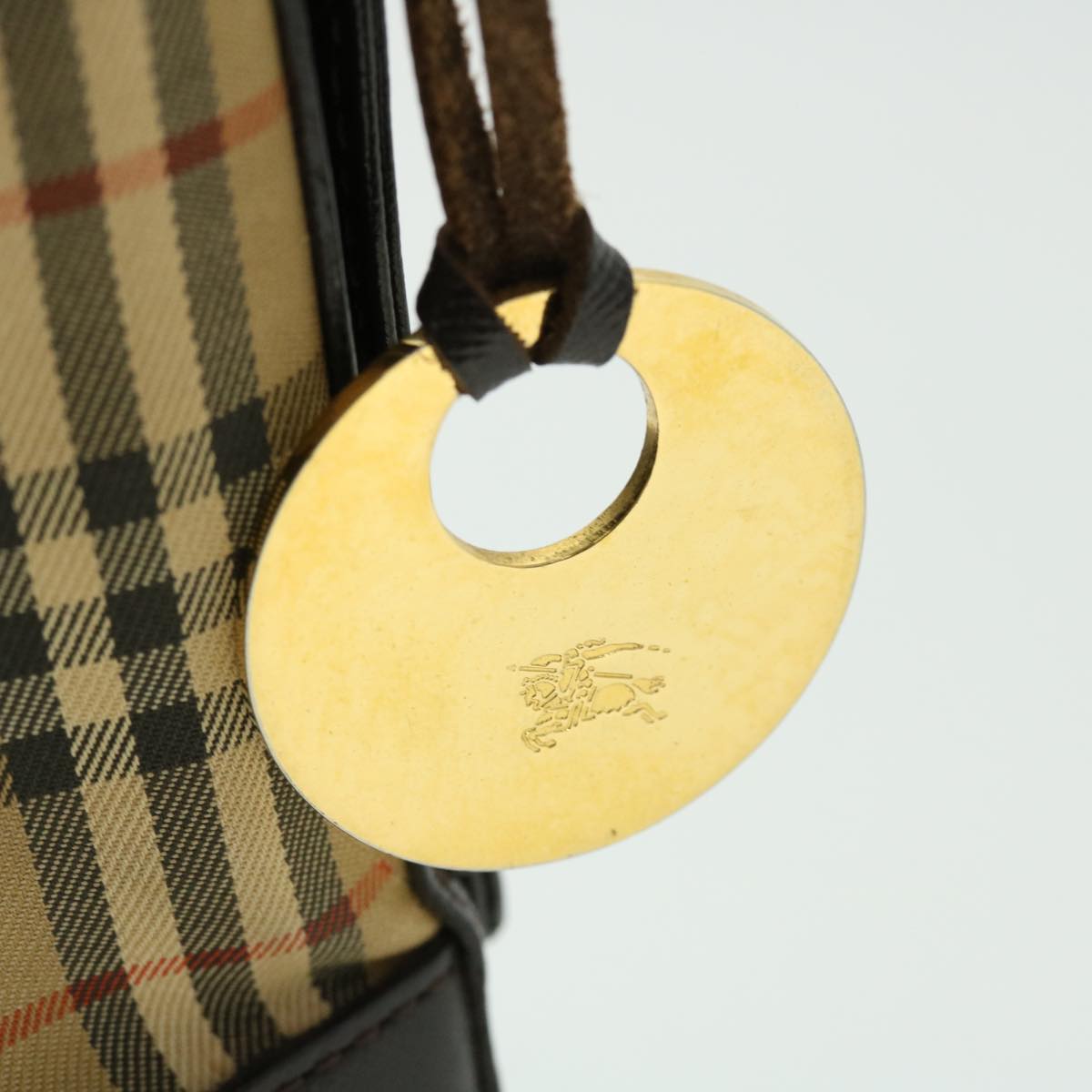 Burberry Nova Check Shoulder Bag Canvas Leather Beige Brown Red Auth 51027