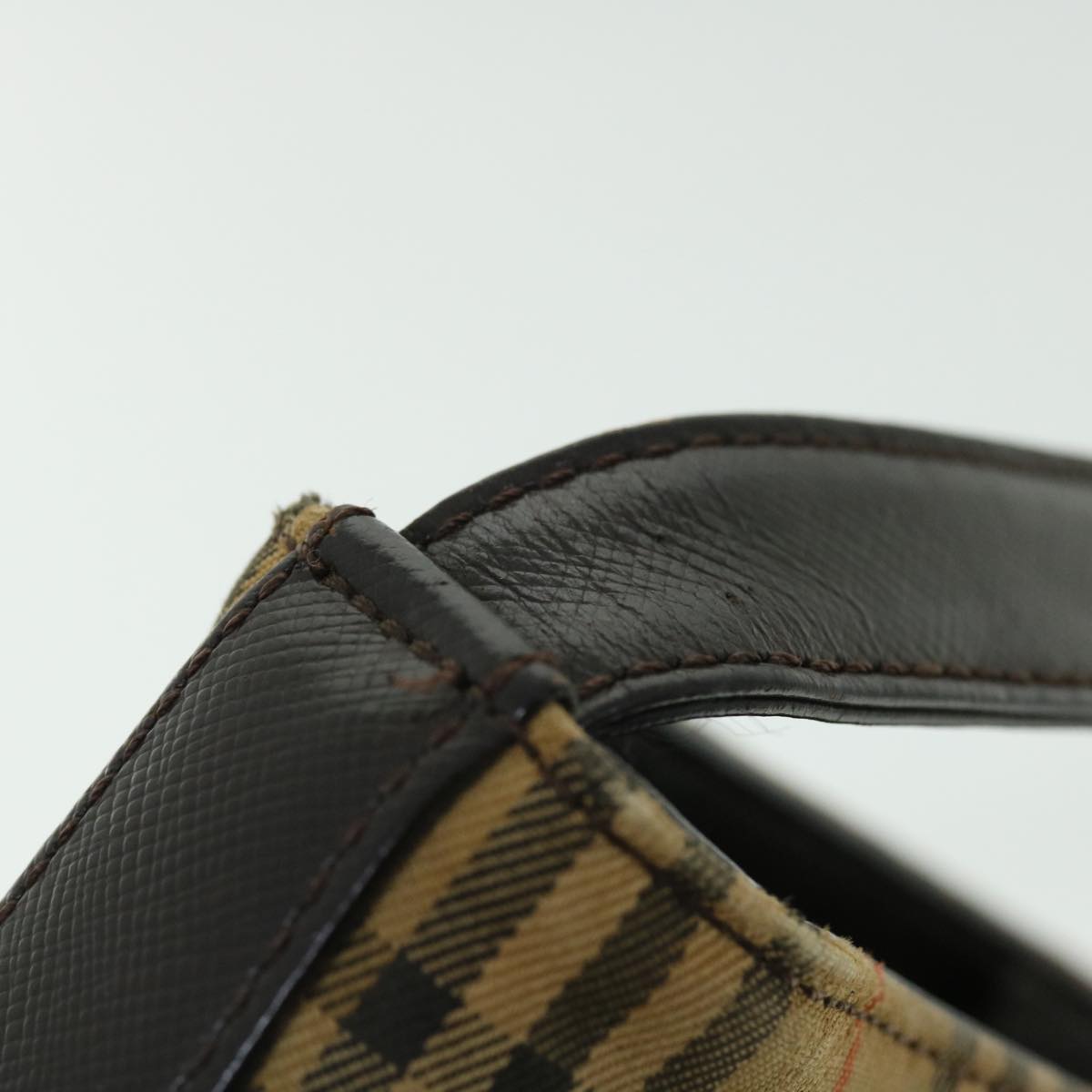 Burberry Nova Check Shoulder Bag Canvas Leather Beige Brown Red Auth 51027